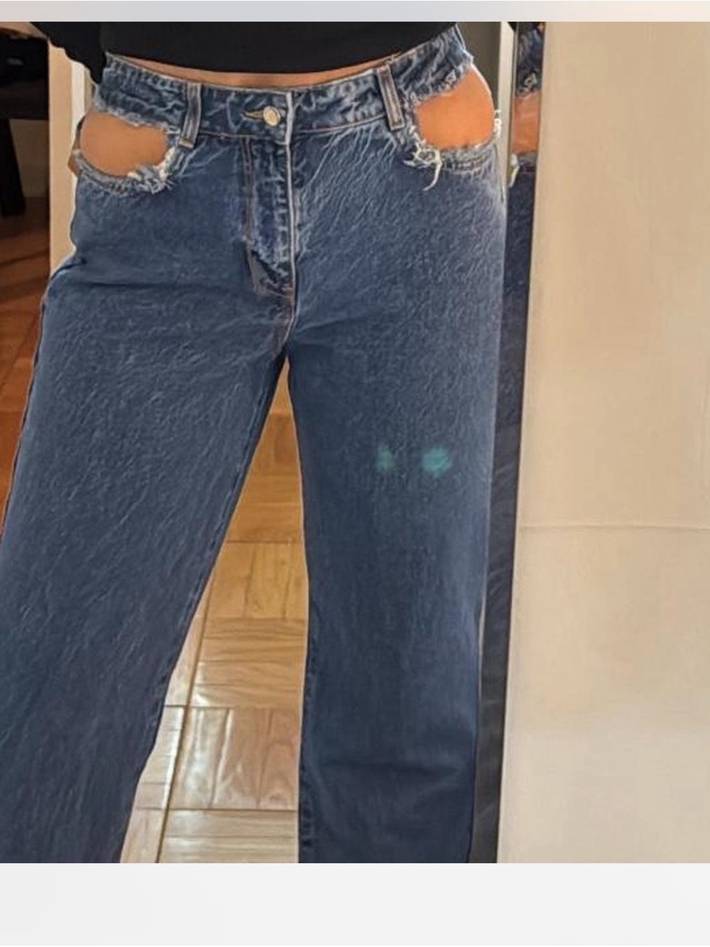 Zara High-Rise Cutout Dark Blue Women's Jeans